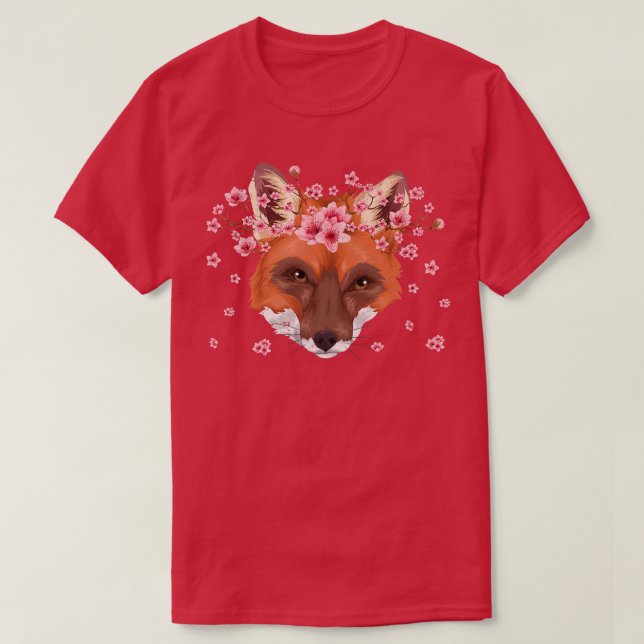 Cherry Blossom Animal Lover Forest Animal Sakura C T-Shirt (Design Front)