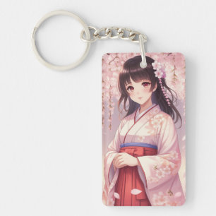 Cherry Blossom Anime Girl Key Ring
