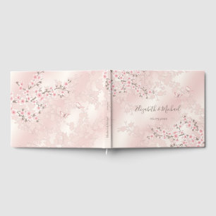 Cherry Blossom Apricot Floral Wedding Guest Book