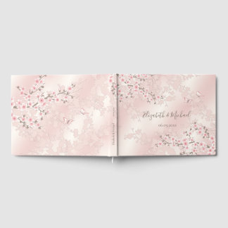 Cherry Blossom Apricot  Floral | Wedding Guest Book
