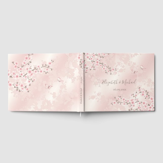 Cherry Blossom Apricot  Floral | Wedding Guest Book (Full)