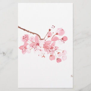 cherry blossom art stationery