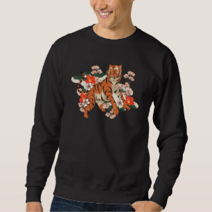 Cherry Blossom Asian Cat Jungle Animal Predator T Sweatshirt