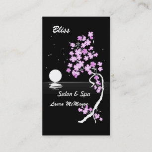 Cherry blossom at night (on black) business card