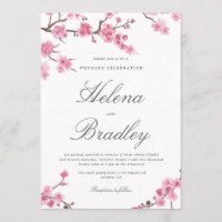 Cherry Blossom Autumn | Pink Wedding Invitation