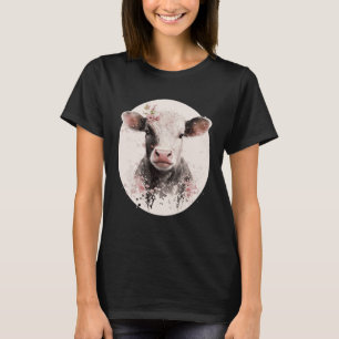 Cherry Blossom Baby Cow Calf Japanese Sakura Farm  T-Shirt