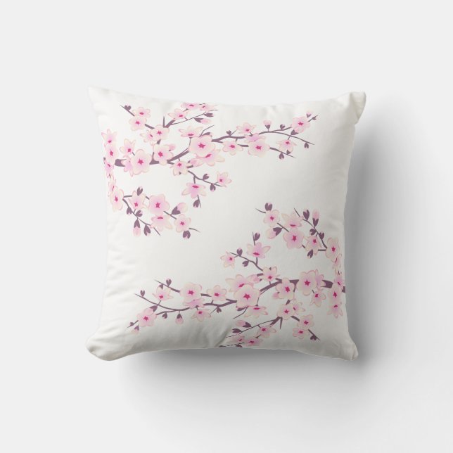 Cherry Blossom Baby Pink Coquette Aesthetic Cushion (Front)