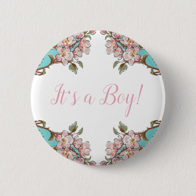 Cherry Blossom Baby Shower 6 Cm Round Badge (Front)