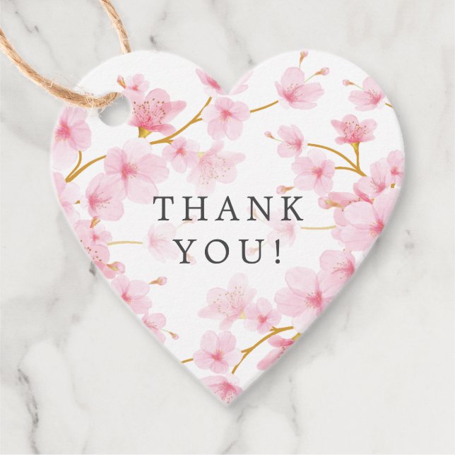Cherry Blossom Baby Shower Favour Gift Tag (Front)