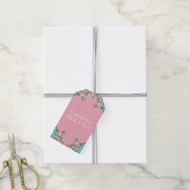 Cherry Blossom Baby Shower Gift Tags (With Twine)