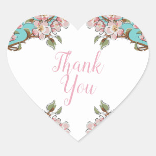 Cherry Blossom Baby Shower Heart Sticker