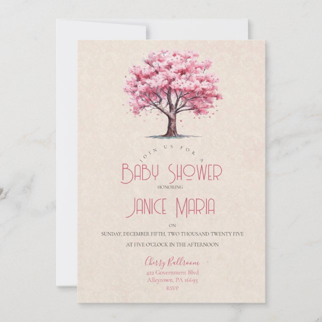 Cherry Blossom Baby Shower Invitation (Front)