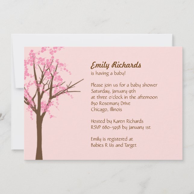 Cherry Blossom Baby Shower Invitation (Front)