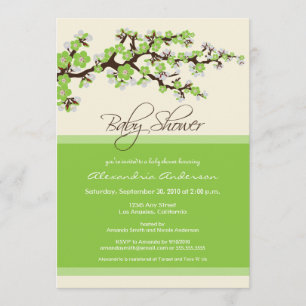 Cherry Blossom Baby Shower Invitation (lime)