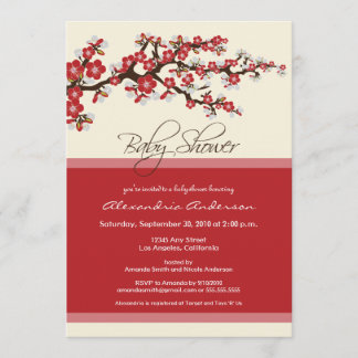 Cherry Blossom Baby Shower Invitation (red)