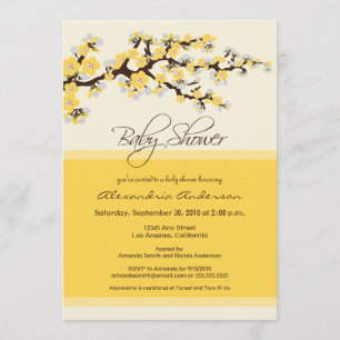 Cherry Blossom Baby Shower Invitation (yellow)