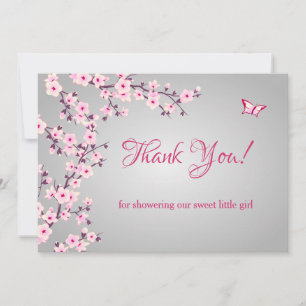 Cherry Blossom Baby Shower   Photo Thank You Card