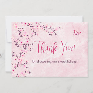 Cherry Blossom Baby Shower   Photo Thank You Card