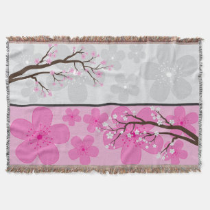Cherry Blossom Banners Throw Blanket