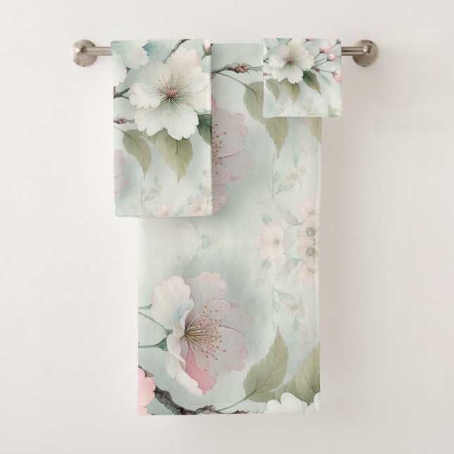 Cherry Blossom Bath Towel Set (Insitu)