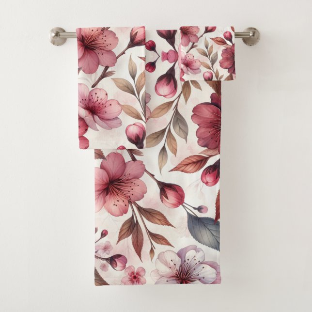 Cherry Blossom Bath Towel Set (Insitu)