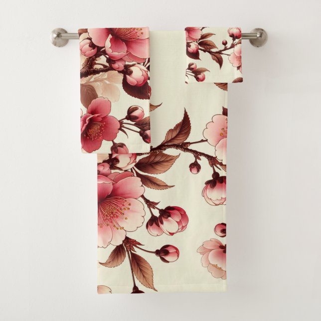 Cherry Blossom Bath Towel Set (Insitu)