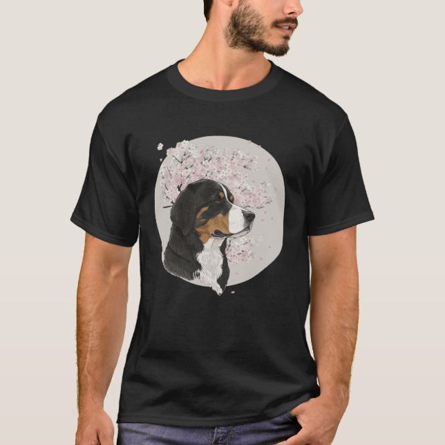 Cherry Blossom Bernese Mountain Dog Breed Japanese T-Shirt (Front)