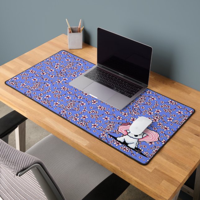 Cherry Blossom Bichon Desk Mat (Office 2)