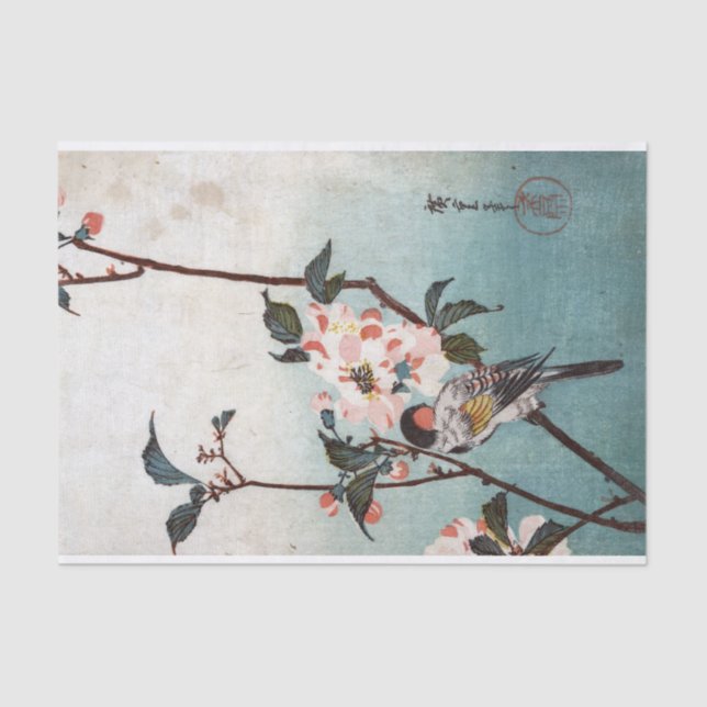 Cherry Blossom & Bird, Hiroshige, Ukiyoe Tissue Paper (Front)