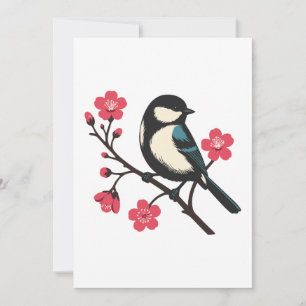 Cherry Blossom Bird - Spring Serenity Art Invitation