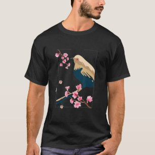 Cherry Blossom Bird Vintage Japanese Block Streetw T-Shirt