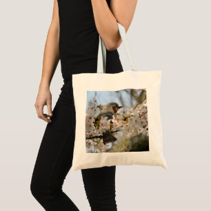Cherry Blossom Birdie Jeju-do Korea Canvas Tote Ba Bag