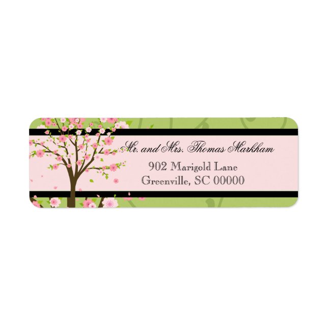 Cherry Blossom Birds Personalised Address Labels (Front)