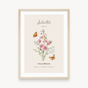 Cherry Blossom Birth Month Flower Poster
