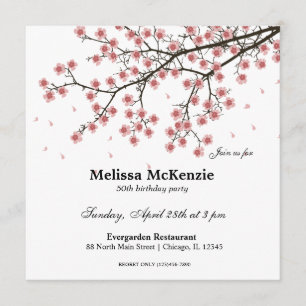 Cherry Blossom birthday party Invitation