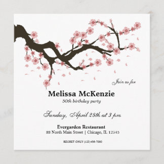 Cherry Blossom birthday party Invitation