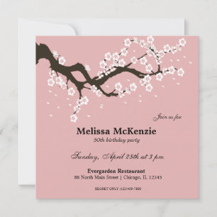 Cherry Blossom birthday party Invitation