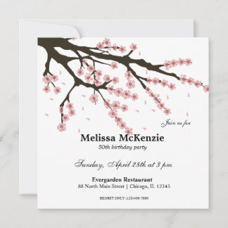 Cherry Blossom birthday party Invitation