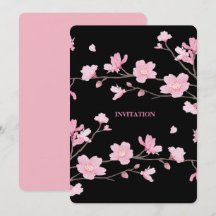 Cherry Blossom - Black Invitation