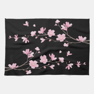 Cherry Blossom - Black Tea Towel