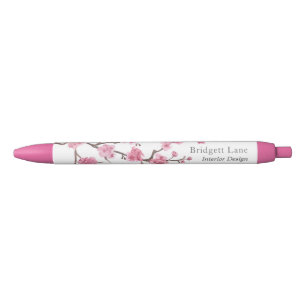Cherry Blossom Bloom   Name + Title Black Ink Pen
