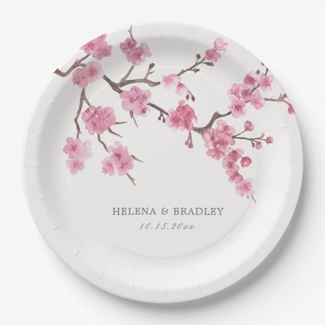 Cherry Blossom Bloom  Paper Plate (Front)