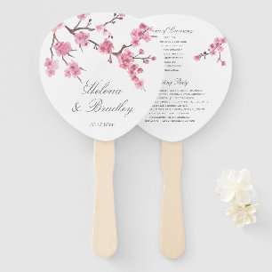 Cherry Blossom Bloom Pink Wedding Program Hand Fan