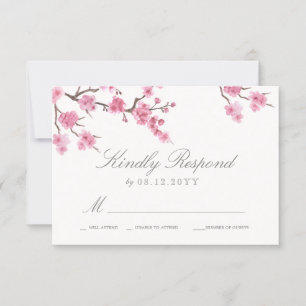 Cherry Blossom Bloom   Pink Wedding RSVP