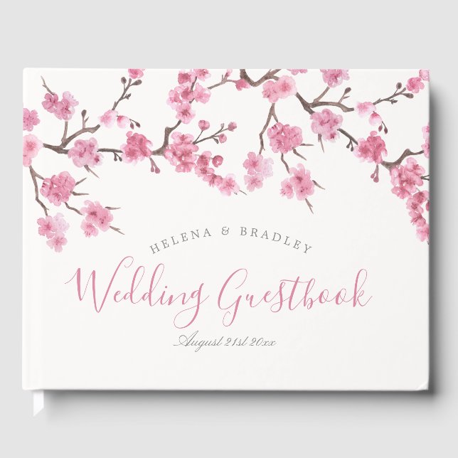 Cherry Blossom Bloom | Wedding Guest Book (Front)