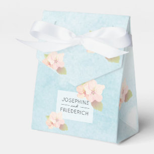 Cherry Blossom Blue Watercolor Wedding Favour Box