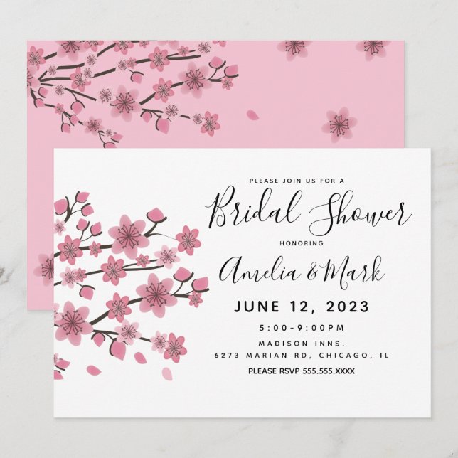 Cherry Blossom Blush Botanical Bridal Shower   Invitation (Front/Back)
