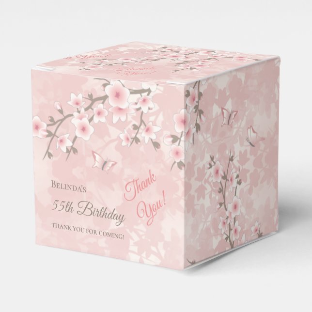 Cherry Blossom Blush Pink Birthday  Favour Box (Front Side)