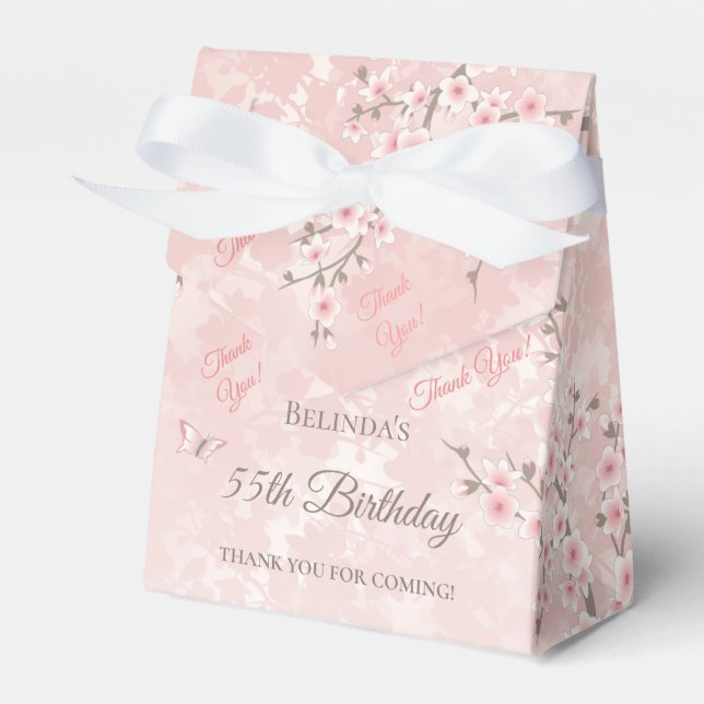 Cherry Blossom Blush Pink Birthday  Favour Box (Front Side)