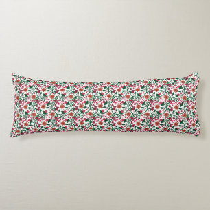 Cherry Blossom Botanical Pattern   Red Floral Body Cushion
